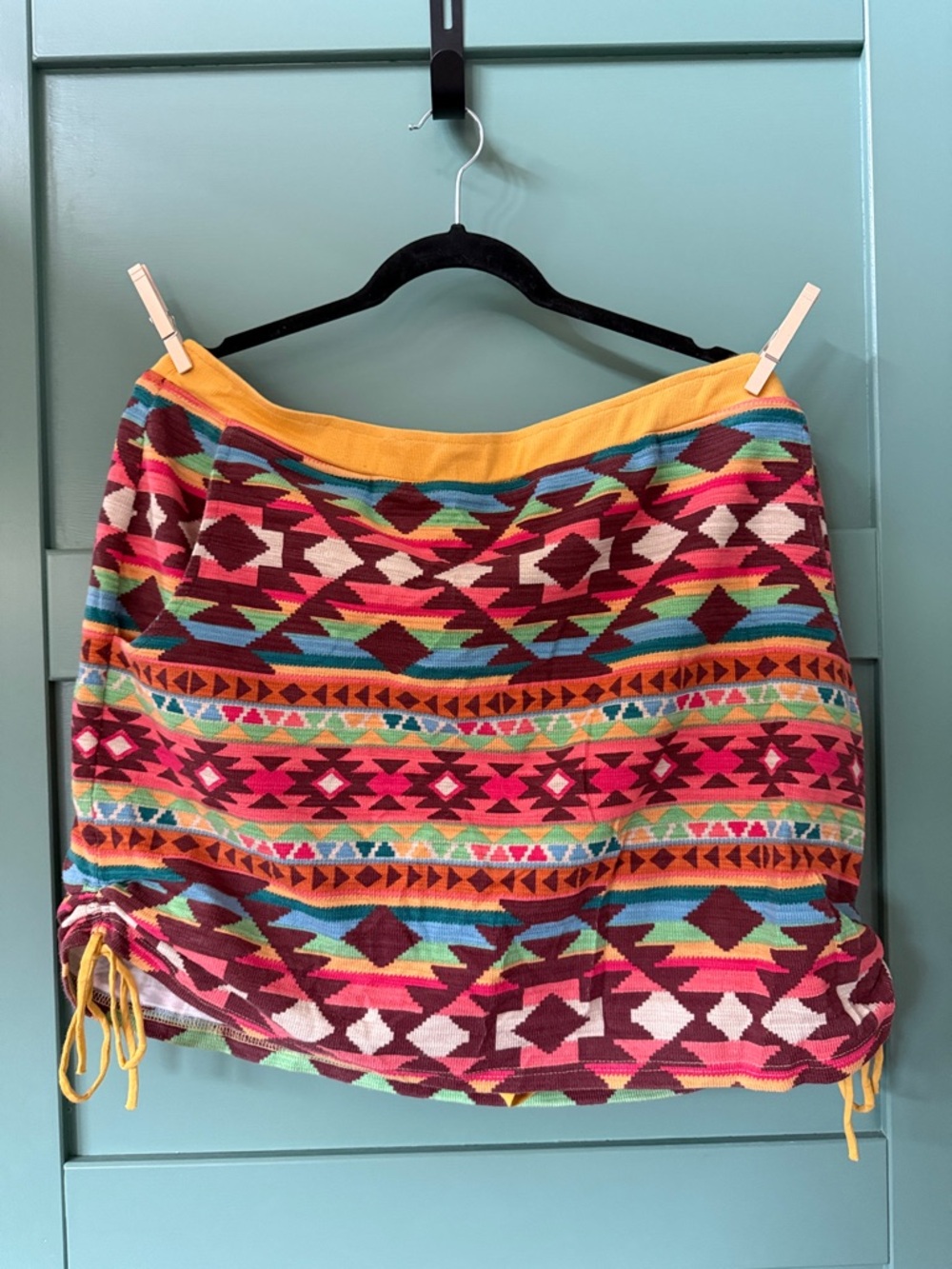 Double D Ranchwear Mustard Multicolor Geometric Knit Skort